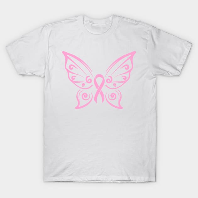 Cancer Awareness Butterfly Ribbon T-Shirt by ALLAMDZ